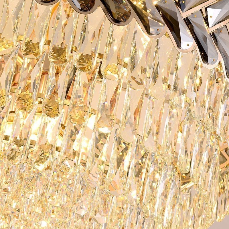 Luminária pendente de cristal dourada para teto