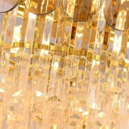 Luminária pendente de luxo em cristal dourado para teto