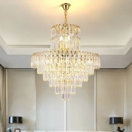 Luminária pendente elegante de cristal redonda para teto