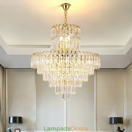 Luminária pendente elegante de cristal redonda para teto Luminária pendente elegante de cristal redonda para teto