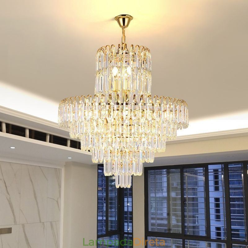Luminária pendente elegante de cristal redonda para teto