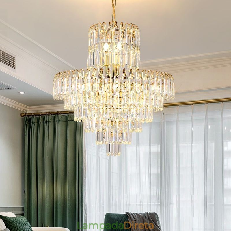 Luminária pendente elegante de cristal redonda para teto