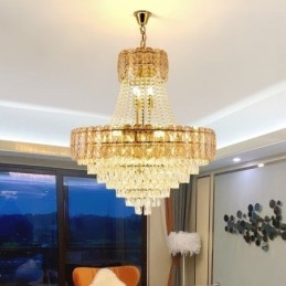 Luminária pendente de cristal moderna, luminária de teto redonda