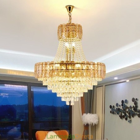 Luminária pendente de cristal moderna, luminária de teto redonda Luminária pendente de cristal moderna, luminária de teto redonda