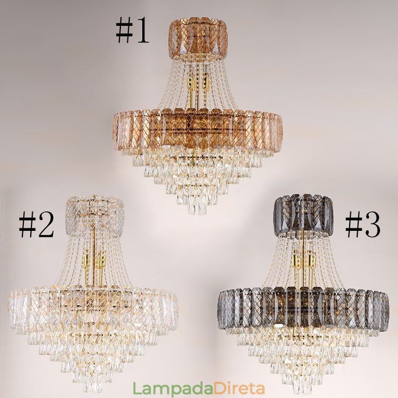 Luminária pendente de cristal moderna, luminária de teto redonda