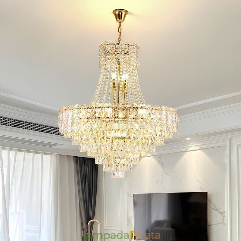 Luminária pendente de cristal moderna, luminária de teto redonda