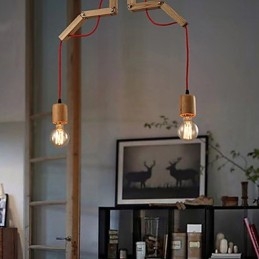 Lustre Mini Estilo Moderno Contemporâneo Madeira Bambu