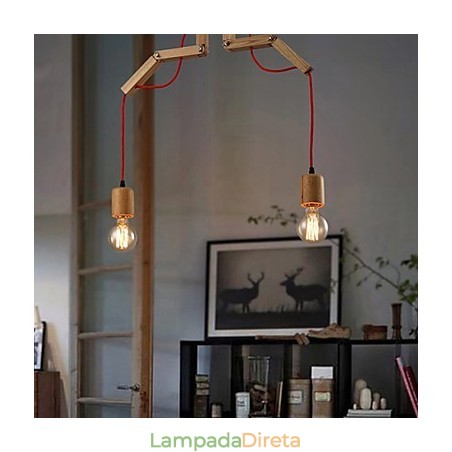 Lustre Mini Estilo Moderno Contemporâneo Madeira Bambu Lustre Mini Estilo Moderno Contemporâneo Madeira Bambu