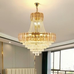 Luminária pendente de cristal moderna, luminária de teto redonda