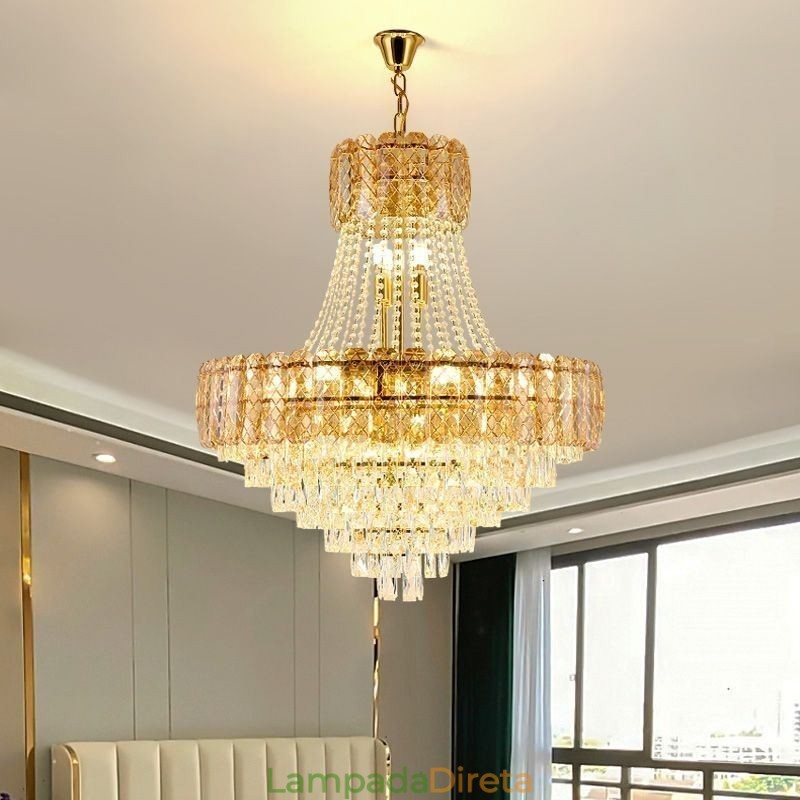 Luminária pendente de cristal moderna, luminária de teto redonda