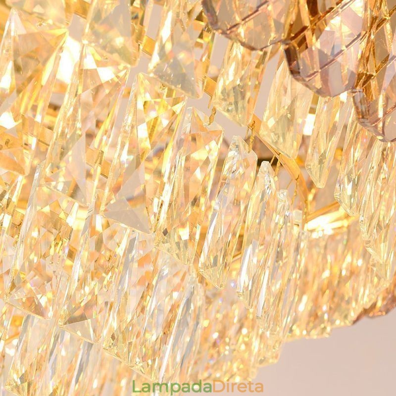 Luminária pendente de cristal moderna, luminária de teto redonda