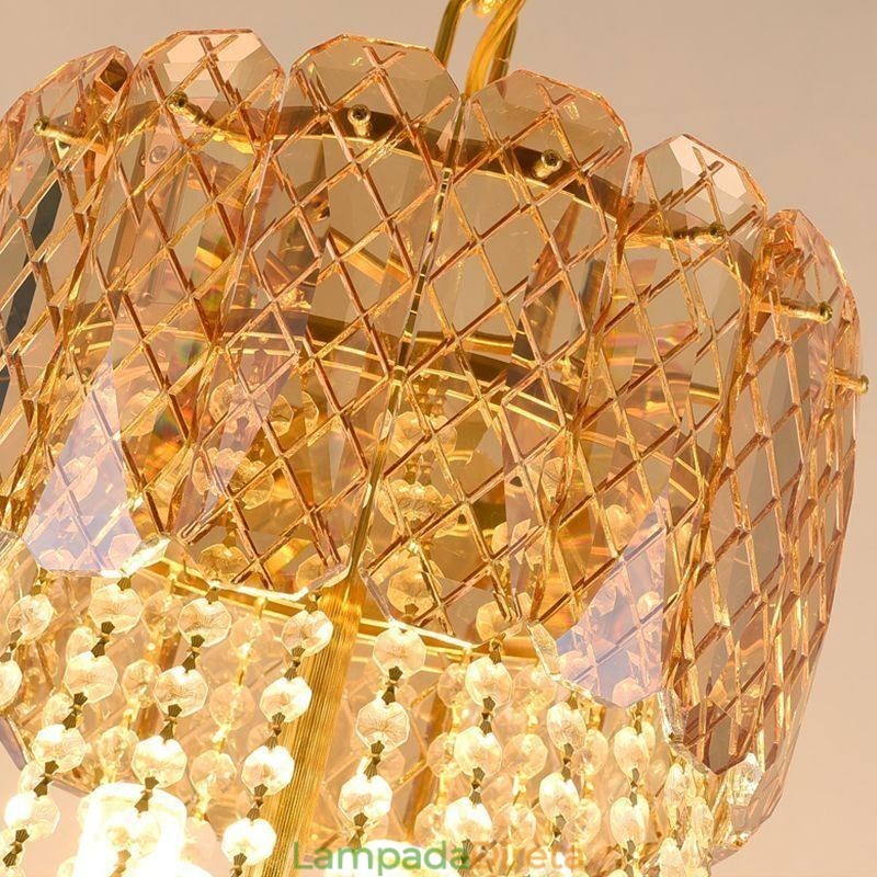 Luminária pendente de cristal moderna, luminária de teto redonda