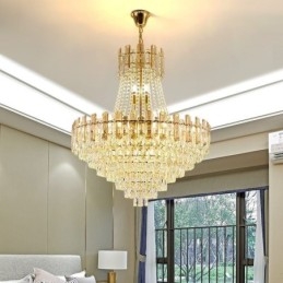 Luminária pendente de cristal moderna, luminária de teto redonda