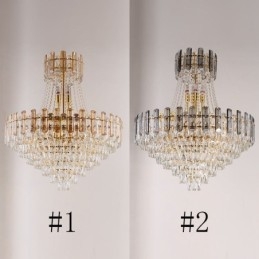 Luminária pendente de cristal moderna, luminária de teto redonda
