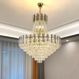Luminária pendente de cristal moderna, luminária de teto redonda