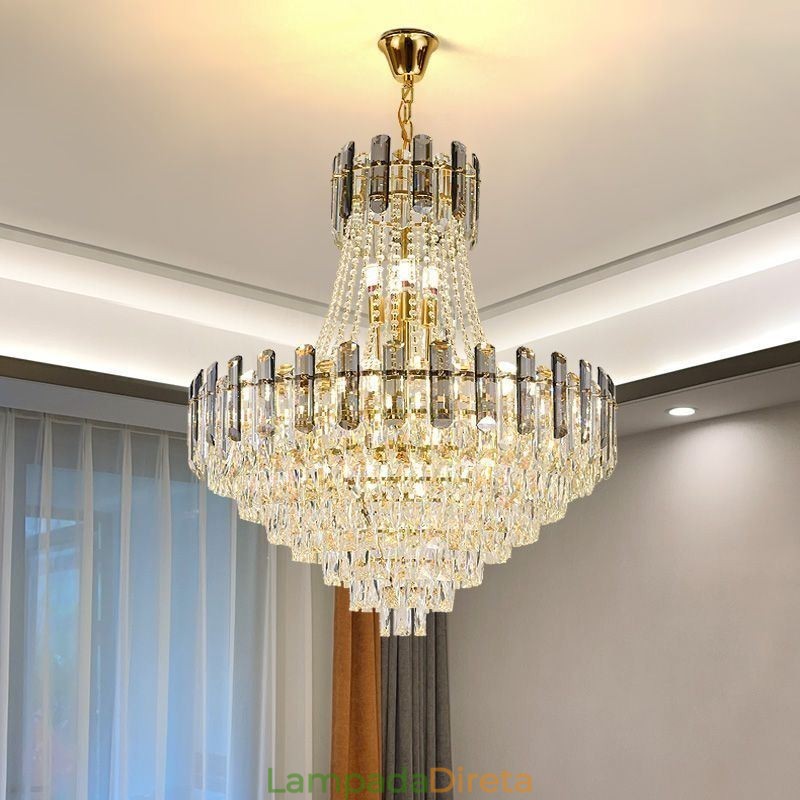 Luminária pendente de cristal moderna, luminária de teto redonda