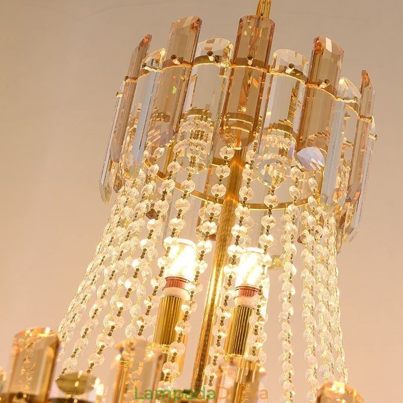 Luminária pendente de cristal moderna, luminária de teto redonda