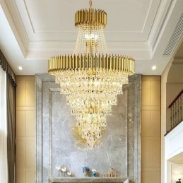 Luminária pendente de cristal moderna, luminária de teto cônica