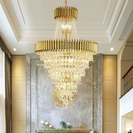 Luminária pendente de cristal moderna, luminária de teto cônica Luminária pendente de cristal moderna, luminária de teto cônica