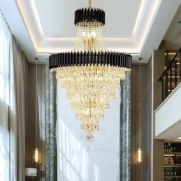 Luminária pendente de cristal moderna, luminária de teto cônica