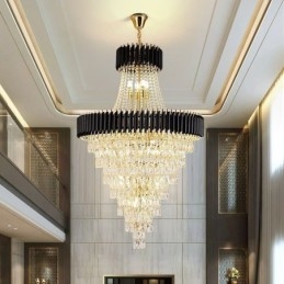 Luminária pendente de cristal moderna, luminária de teto cônica