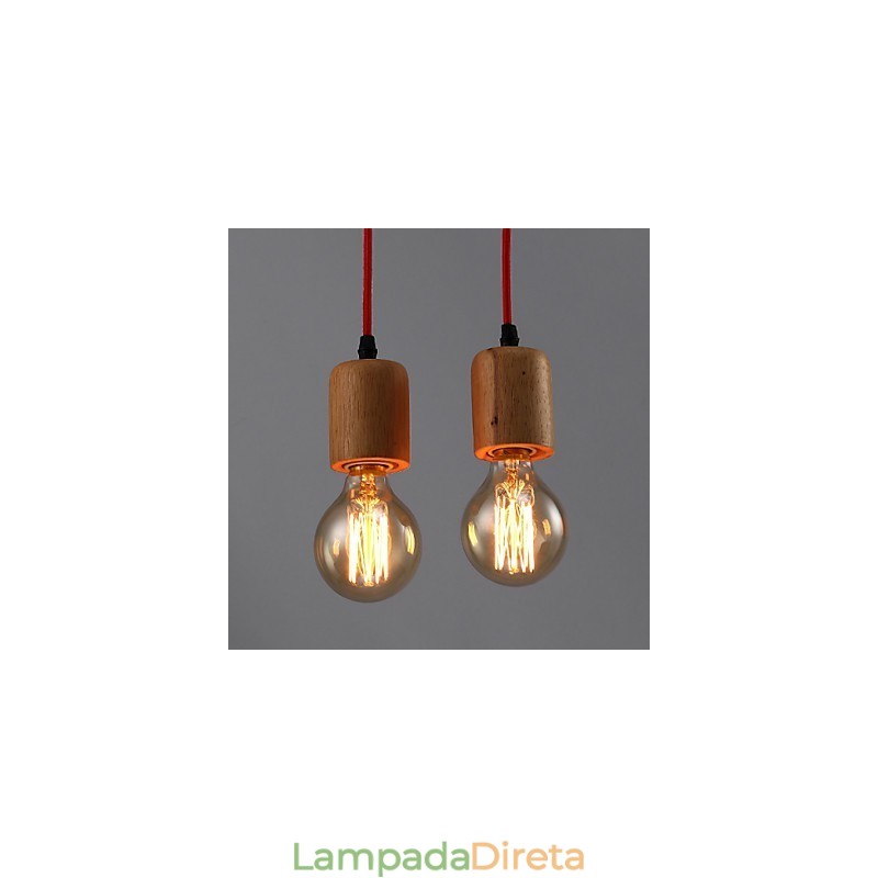Lustre Mini Estilo Moderno Contemporâneo Madeira Bambu