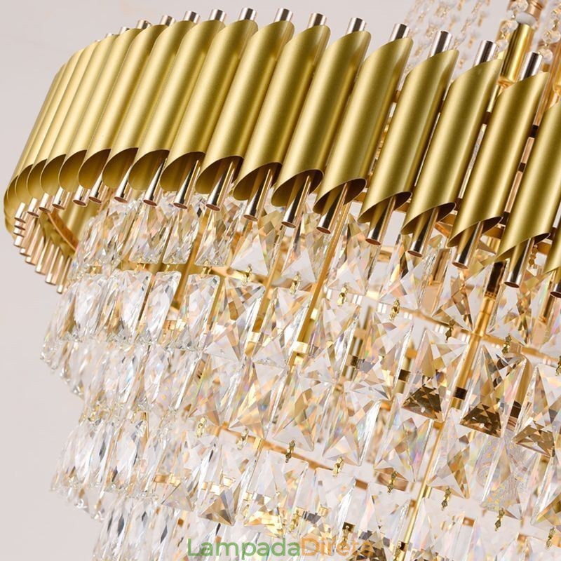 Luminária pendente de cristal moderna, luminária de teto cônica
