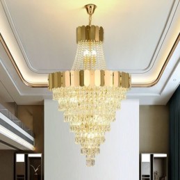 Luminária pendente de cristal europeia cônica suspensa