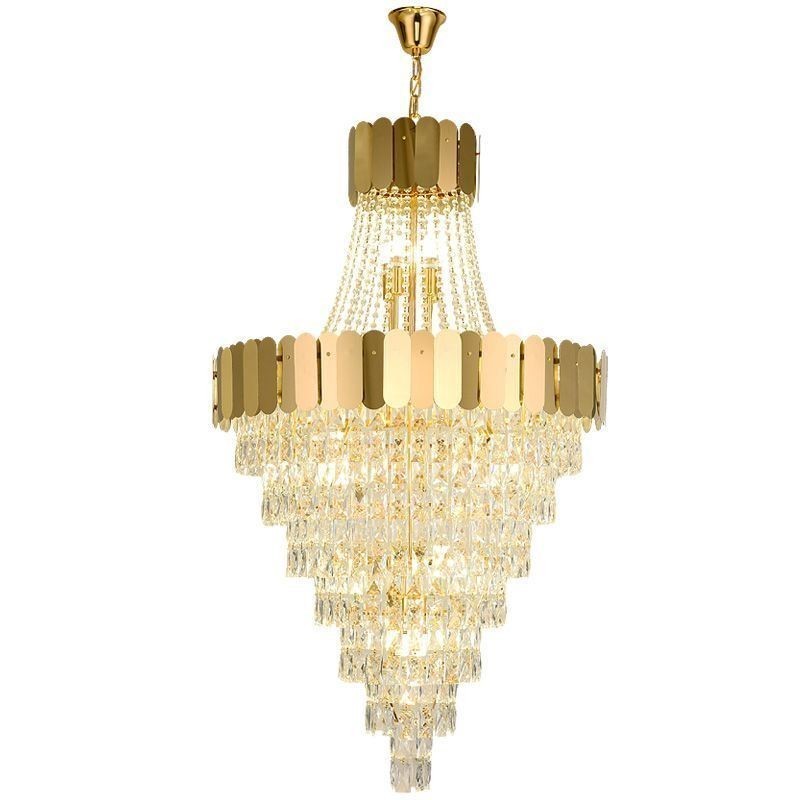 Luminária pendente de cristal europeia cônica suspensa