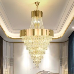 Luminária pendente de cristal europeia cônica suspensa
