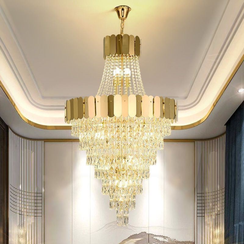 Luminária pendente de cristal europeia cônica suspensa