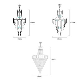 Luminária pendente de cristal europeia cônica suspensa