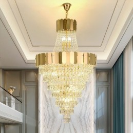 Luminária pendente de cristal europeia cônica suspensa
