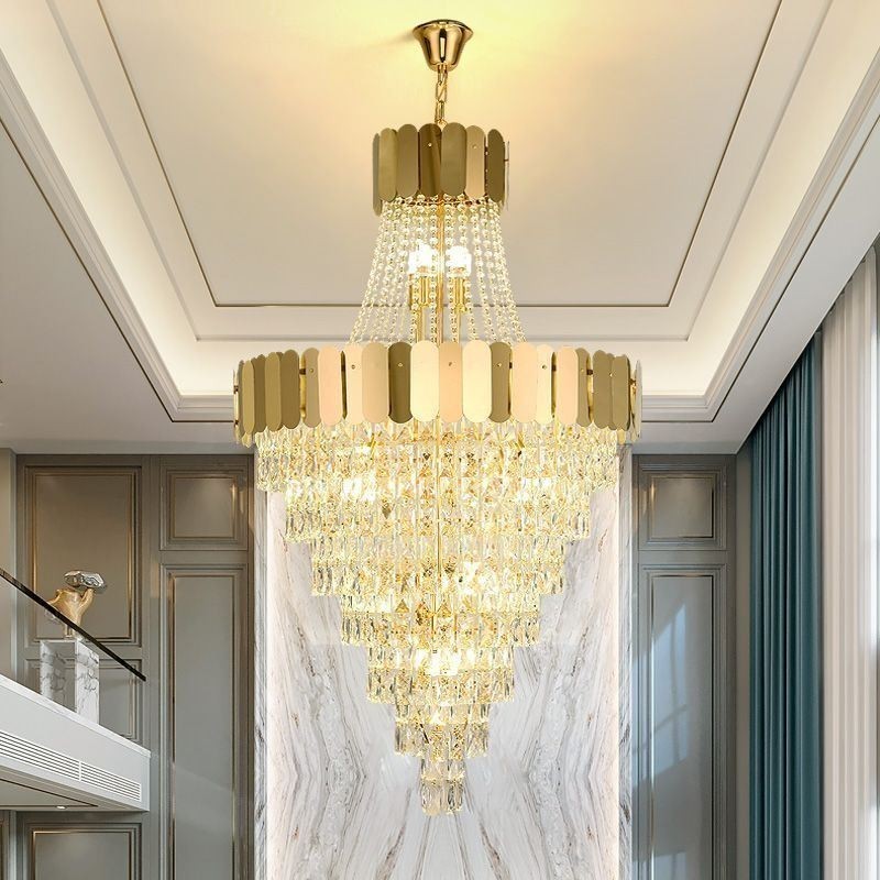 Luminária pendente de cristal europeia cônica suspensa