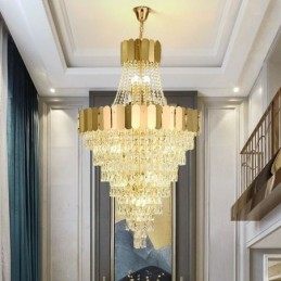 Luminária pendente de cristal europeia cônica suspensa
