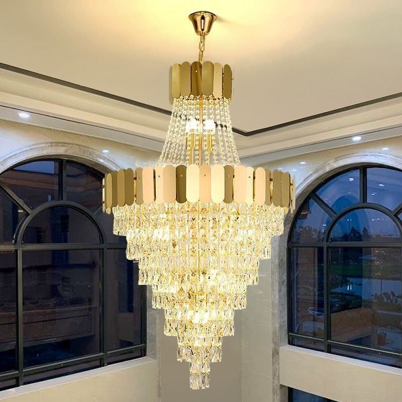 Luminária pendente de cristal europeia cônica suspensa