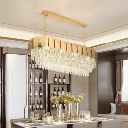 Luminária pendente de cristal, luminária de teto oval de luxo