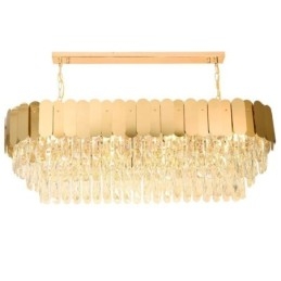 Luminária pendente de cristal, luminária de teto oval de luxo