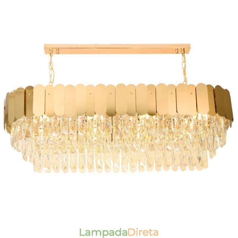 Luminária pendente de cristal, luminária de teto oval de luxo