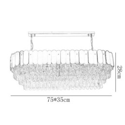 Luminária pendente de cristal, luminária de teto oval de luxo