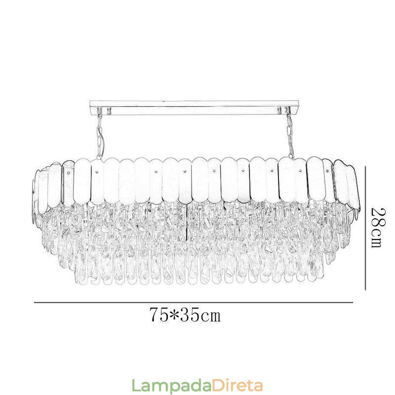 Luminária pendente de cristal, luminária de teto oval de luxo