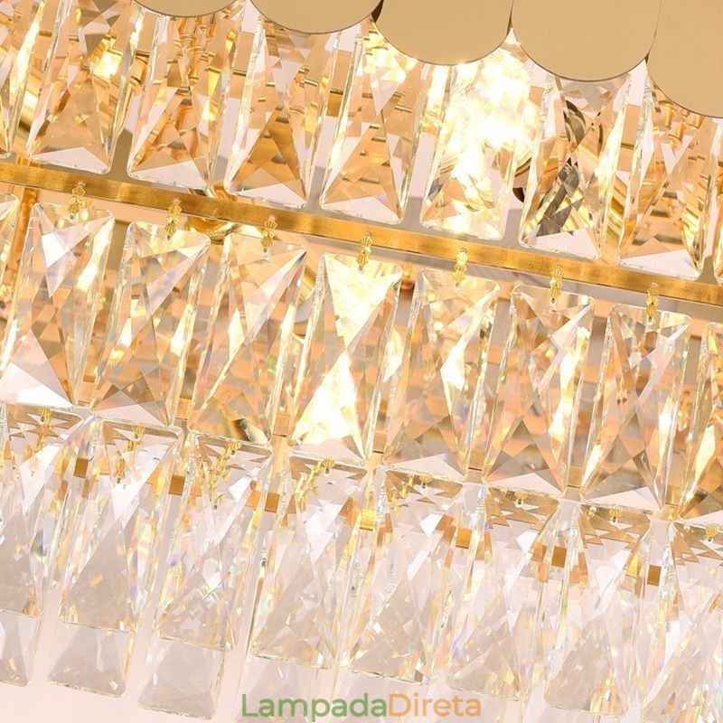 Luminária pendente de cristal, luminária de teto oval de luxo