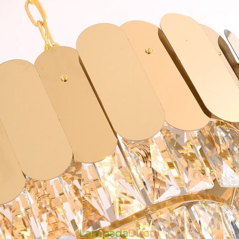 Luminária pendente de cristal, luminária de teto oval de luxo