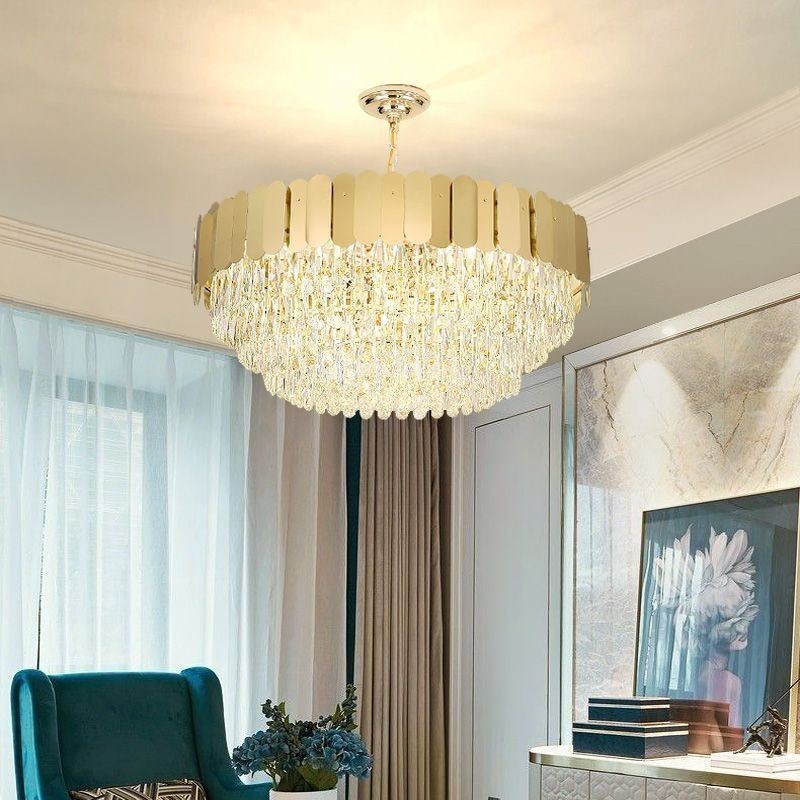 Luminária pendente moderna de cristal redonda para teto