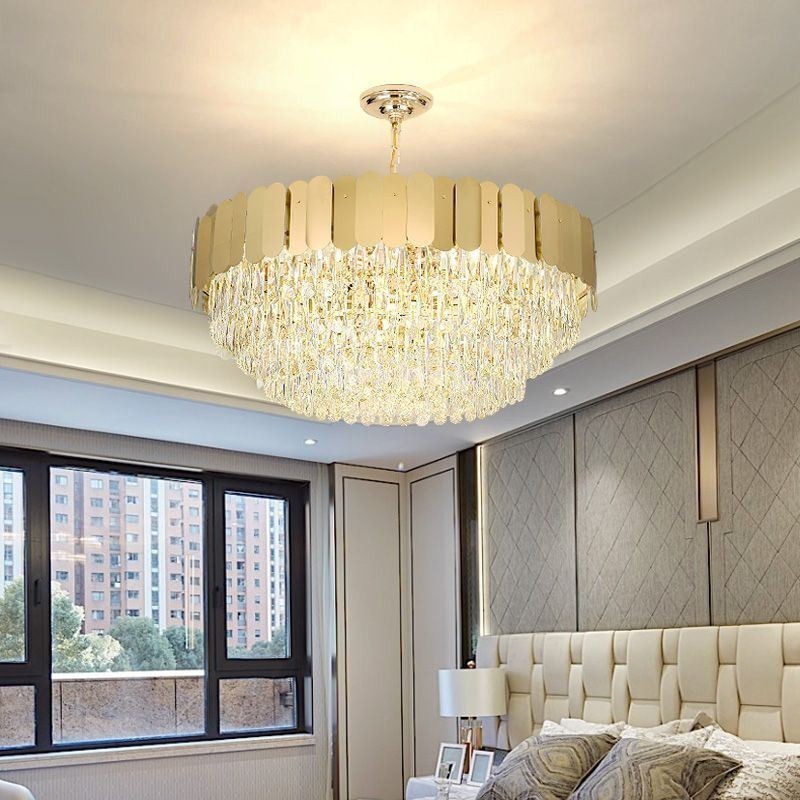 Luminária pendente moderna de cristal redonda para teto