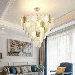 Cristal Elegante Folha Pendente Luz Teto Pendente Luz