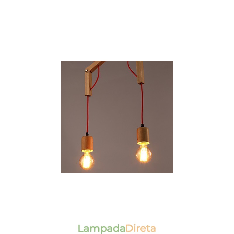 Lustre Mini Estilo Moderno Contemporâneo Madeira Bambu