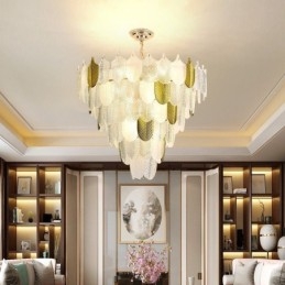 Cristal Elegante Folha Pendente Luz Teto Pendente Luz