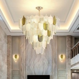 Cristal Elegante Folha Pendente Luz Teto Pendente Luz