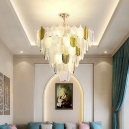 Cristal Elegante Folha Pendente Luz Teto Pendente Luz